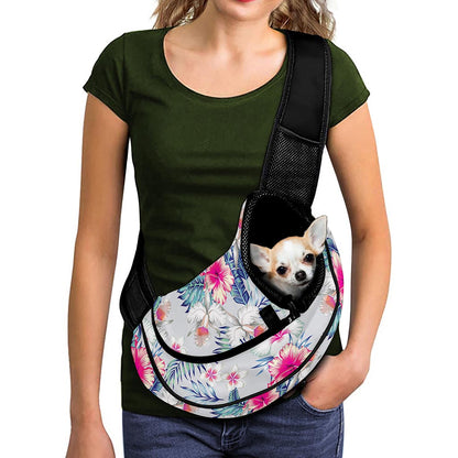 Hibiscus Orchids Hawaii Pattern Print Pet Sling Carrier