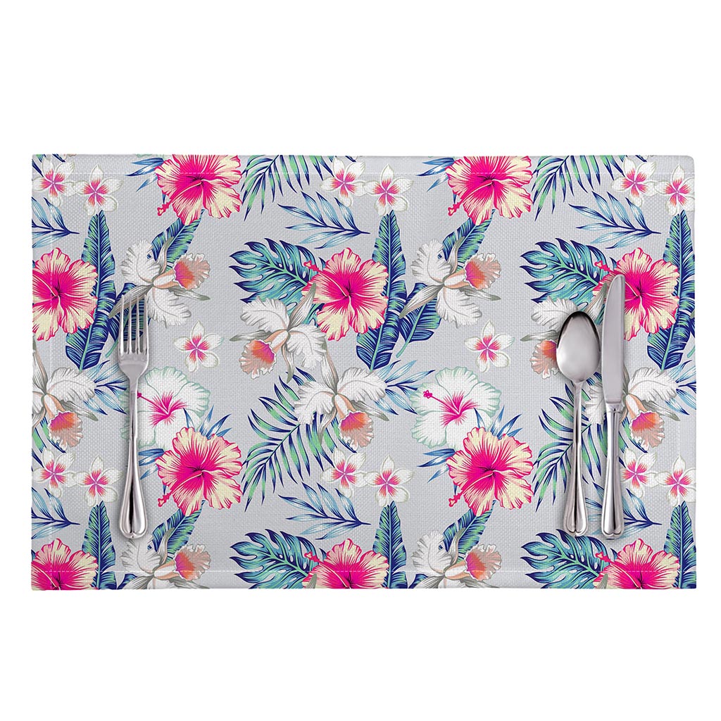 Hibiscus Orchids Hawaii Pattern Print Placemat