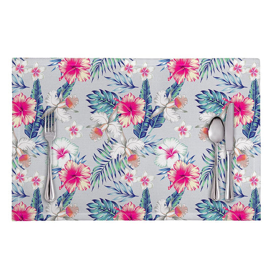 Hibiscus Orchids Hawaii Pattern Print Placemat