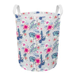 Hibiscus Orchids Hawaii Pattern Print Round Laundry Basket