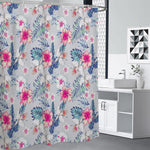 Hibiscus Orchids Hawaii Pattern Print Shower Curtain