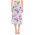 Hibiscus Orchids Hawaii Pattern Print Side Slit Midi Skirt