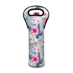 Hibiscus Orchids Hawaii Pattern Print Single Neoprene Wine Tote