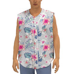 Hibiscus Orchids Hawaii Pattern Print Sleeveless Baseball Jersey
