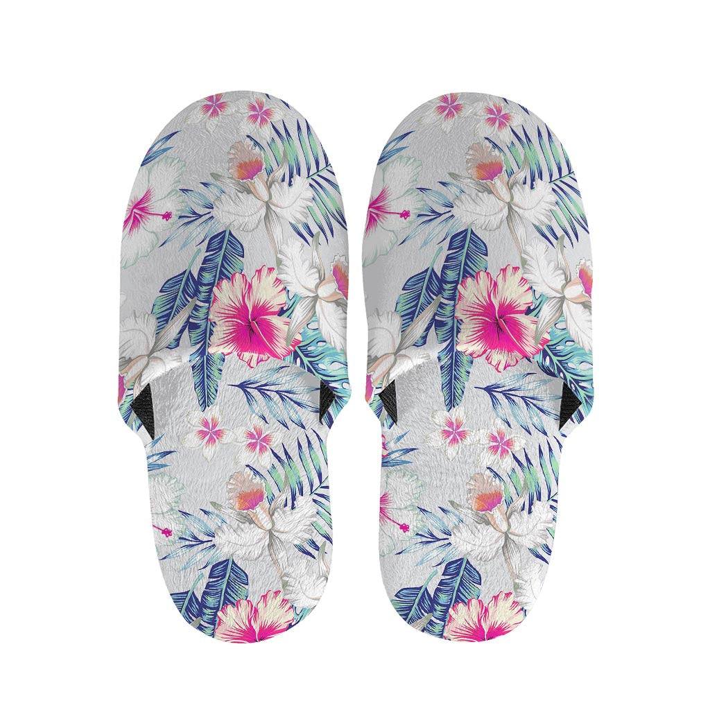 Hibiscus Orchids Hawaii Pattern Print Slippers