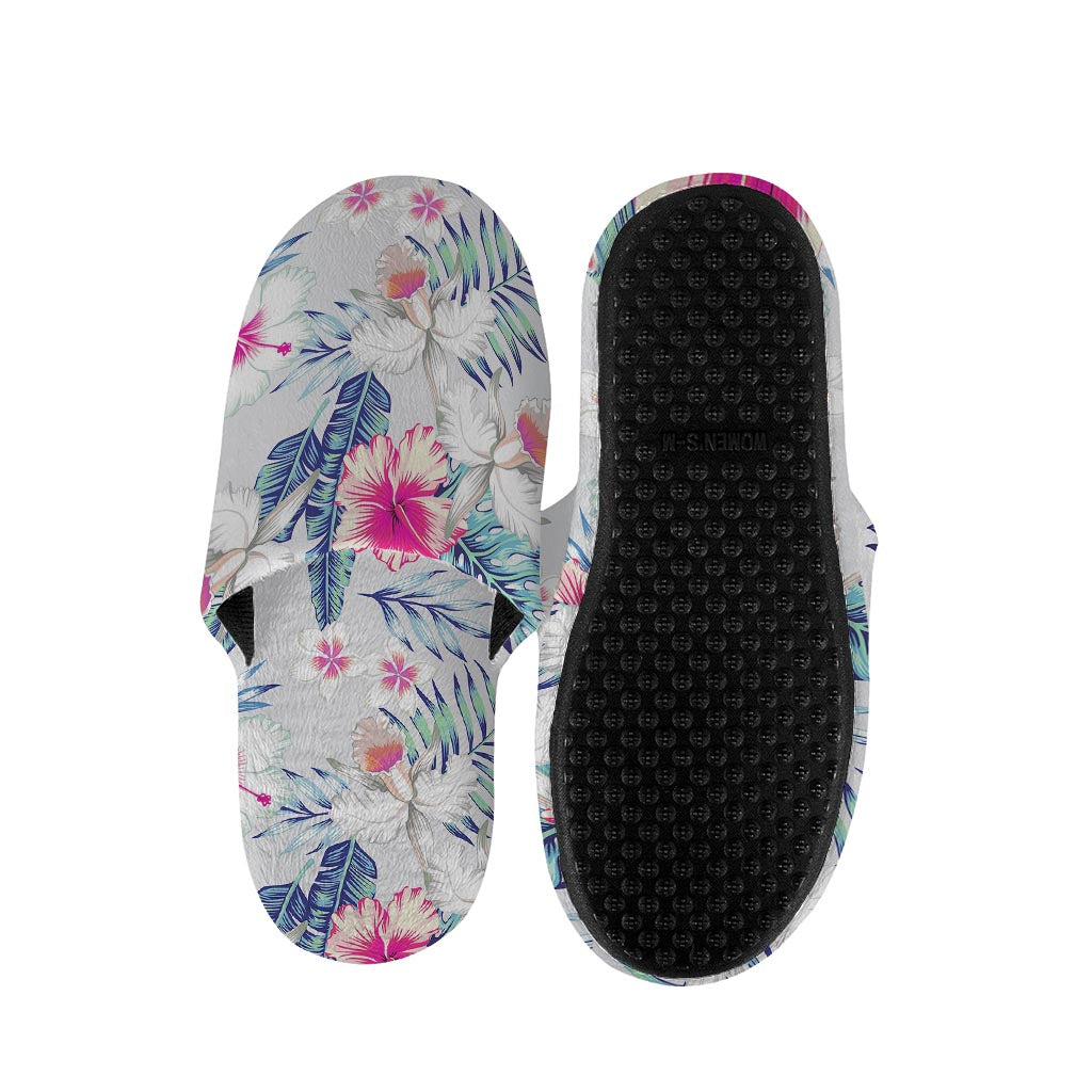 Hibiscus Orchids Hawaii Pattern Print Slippers
