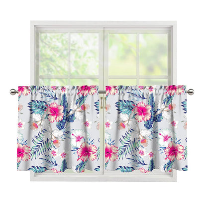 Hibiscus Orchids Hawaii Pattern Print Tier Curtains