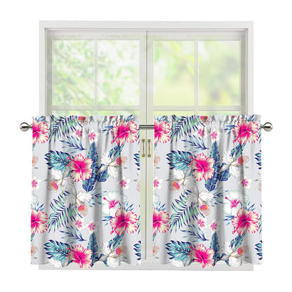 Hibiscus Orchids Hawaii Pattern Print Tier Curtains