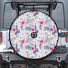 Hibiscus Orchids Hawaii Pattern Print Tire Cover With Camera Hole