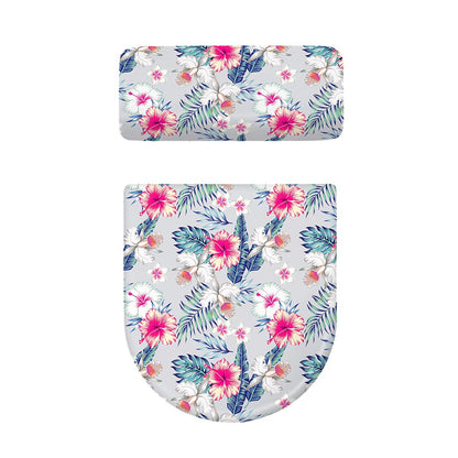 Hibiscus Orchids Hawaii Pattern Print Toilet Lid And Tank Cover Set