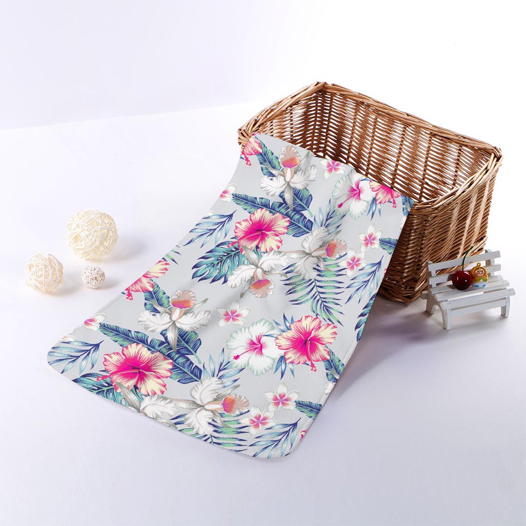 Hibiscus Orchids Hawaii Pattern Print Towel