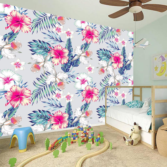 Hibiscus Orchids Hawaii Pattern Print Wall Sticker