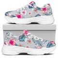 Hibiscus Orchids Hawaii Pattern Print White Chunky Shoes