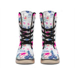 Hibiscus Orchids Hawaii Pattern Print Winter Boots