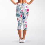 Hibiscus Orchids Hawaii Pattern Print Women's Capri Leggings
