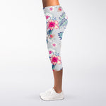 Hibiscus Orchids Hawaii Pattern Print Women's Capri Leggings