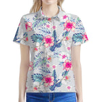 Hibiscus Orchids Hawaii Pattern Print Women's Polo Shirt