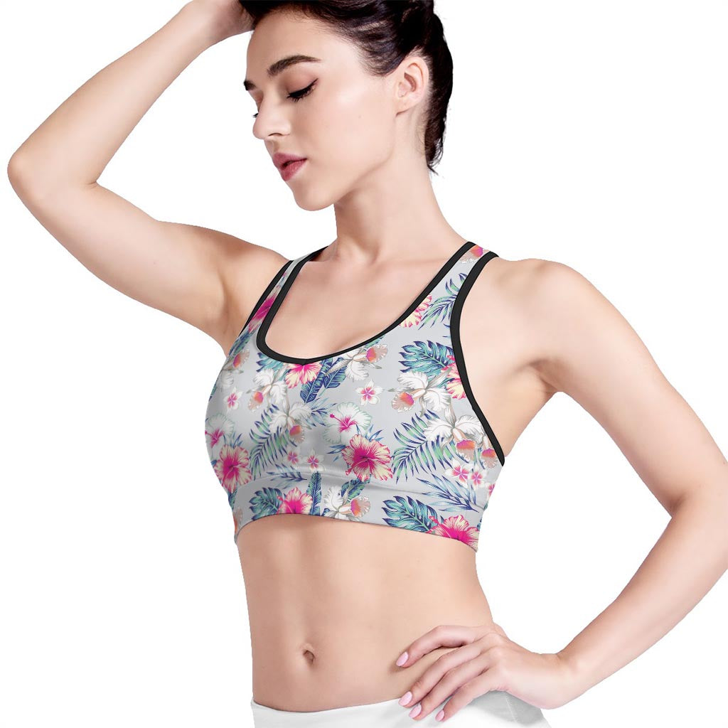 Hibiscus Orchids Hawaii Pattern Print Women's Sports Bra