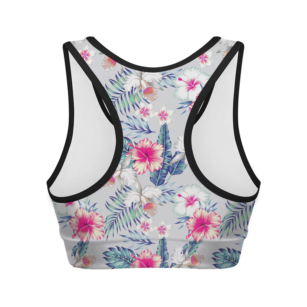 Hibiscus Orchids Hawaii Pattern Print Women's Sports Bra