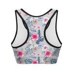 Hibiscus Orchids Hawaii Pattern Print Women's Sports Bra