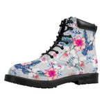 Hibiscus Orchids Hawaii Pattern Print Work Boots