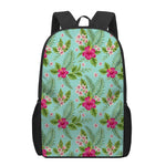 Hibiscus Plumeria Flowers Pattern Print 17 Inch Backpack