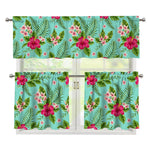 Hibiscus Plumeria Flowers Pattern Print 3 Piece Kitchen Curtains