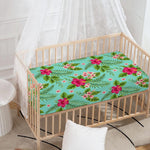 Hibiscus Plumeria Flowers Pattern Print Baby Crib Sheet