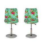 Hibiscus Plumeria Flowers Pattern Print Bar Stool Covers