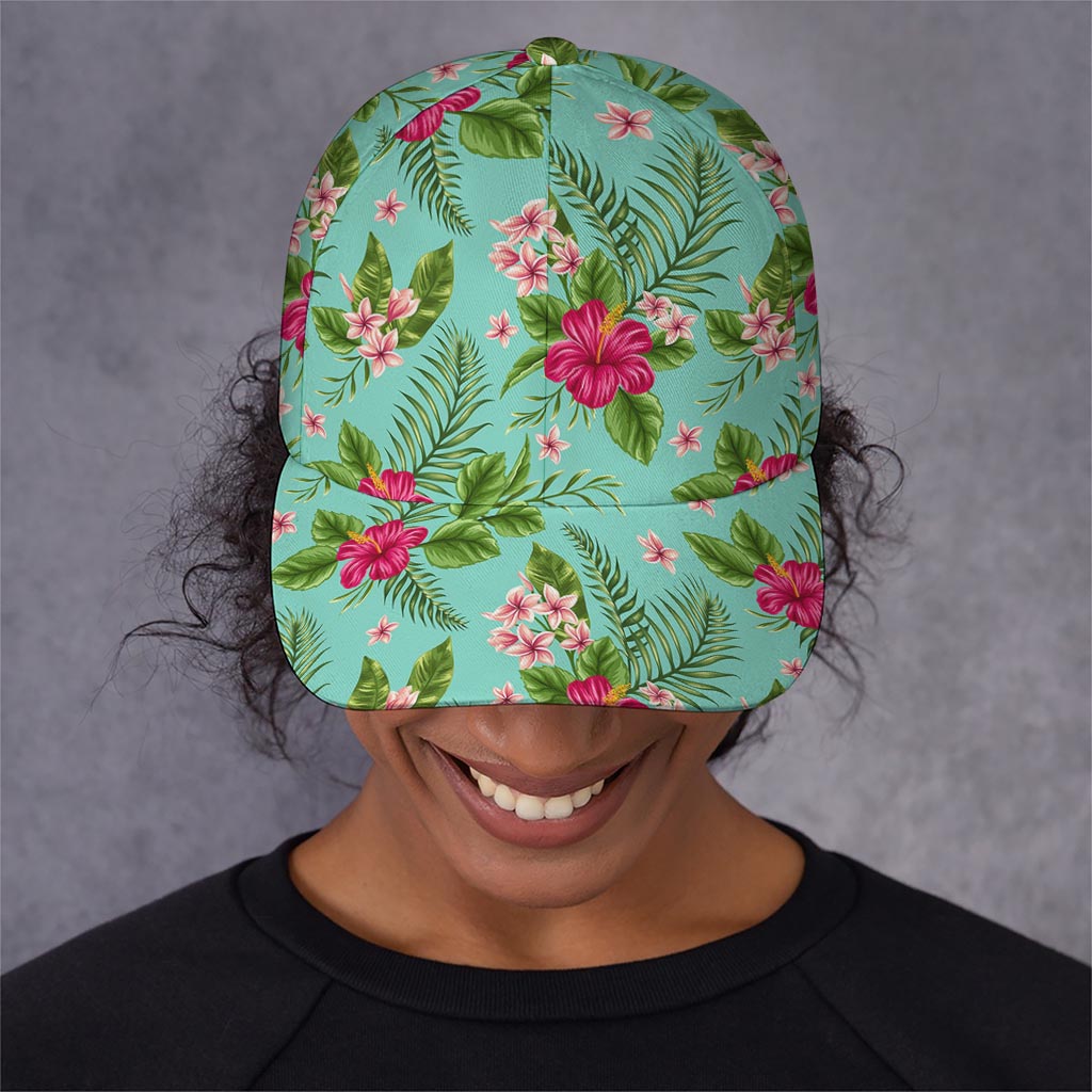 Hibiscus Plumeria Flowers Pattern Print Baseball Cap