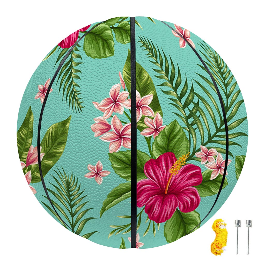 Hibiscus Plumeria Flowers Pattern Print Basketball