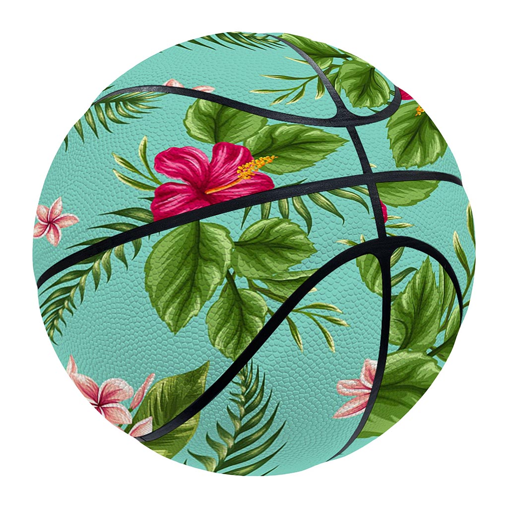 Hibiscus Plumeria Flowers Pattern Print Basketball