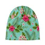 Hibiscus Plumeria Flowers Pattern Print Beanie