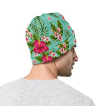 Hibiscus Plumeria Flowers Pattern Print Beanie