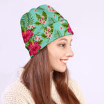 Hibiscus Plumeria Flowers Pattern Print Beanie