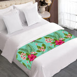 Hibiscus Plumeria Flowers Pattern Print Bed Runner