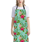 Hibiscus Plumeria Flowers Pattern Print Bib Apron With Pocket