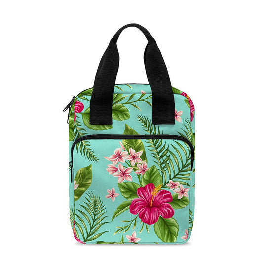 Hibiscus Plumeria Flowers Pattern Print Bible Tote Bag