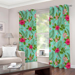Hibiscus Plumeria Flowers Pattern Print Blackout Grommet Curtains