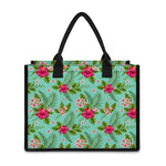 Hibiscus Plumeria Flowers Pattern Print Canvas Tote Bag