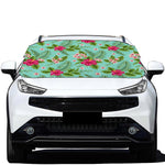 Hibiscus Plumeria Flowers Pattern Print Car Windshield Snow Cover