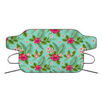 Hibiscus Plumeria Flowers Pattern Print Car Windshield Snow Cover
