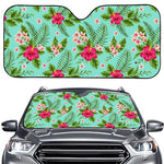 Hibiscus Plumeria Flowers Pattern Print Car Windshield Sun Shade