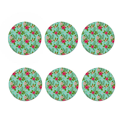 Hibiscus Plumeria Flowers Pattern Print Coaster Set