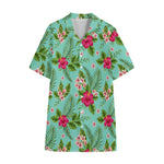 Hibiscus Plumeria Flowers Pattern Print Cotton Hawaiian Shirt