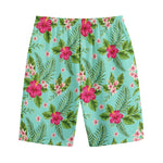 Hibiscus Plumeria Flowers Pattern Print Cotton Shorts
