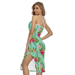 Hibiscus Plumeria Flowers Pattern Print Cross Back Cami Dress