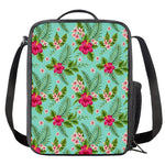 Hibiscus Plumeria Flowers Pattern Print Crossbody Lunch Bag