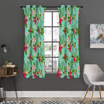 Hibiscus Plumeria Flowers Pattern Print Curtain