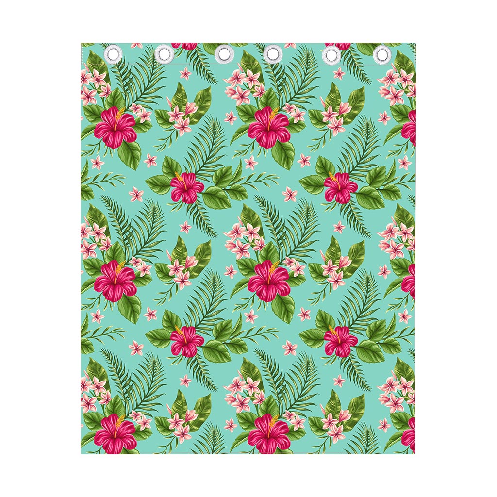 Hibiscus Plumeria Flowers Pattern Print Curtain